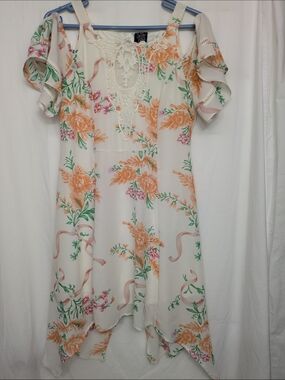 Disney Beauty & The Beast Floral Handkerchief Hem Dress Size M